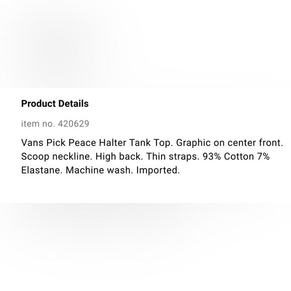 NWT Vans Pick Peace Halter Tank Top - Picture 5 of 6